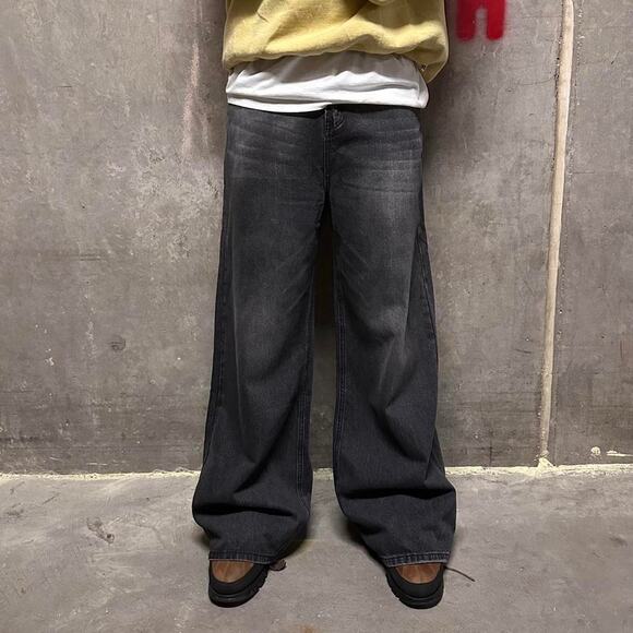 BLACK FADE Vintage BAGGY y2k DENIM WAIST 28 MODELED
